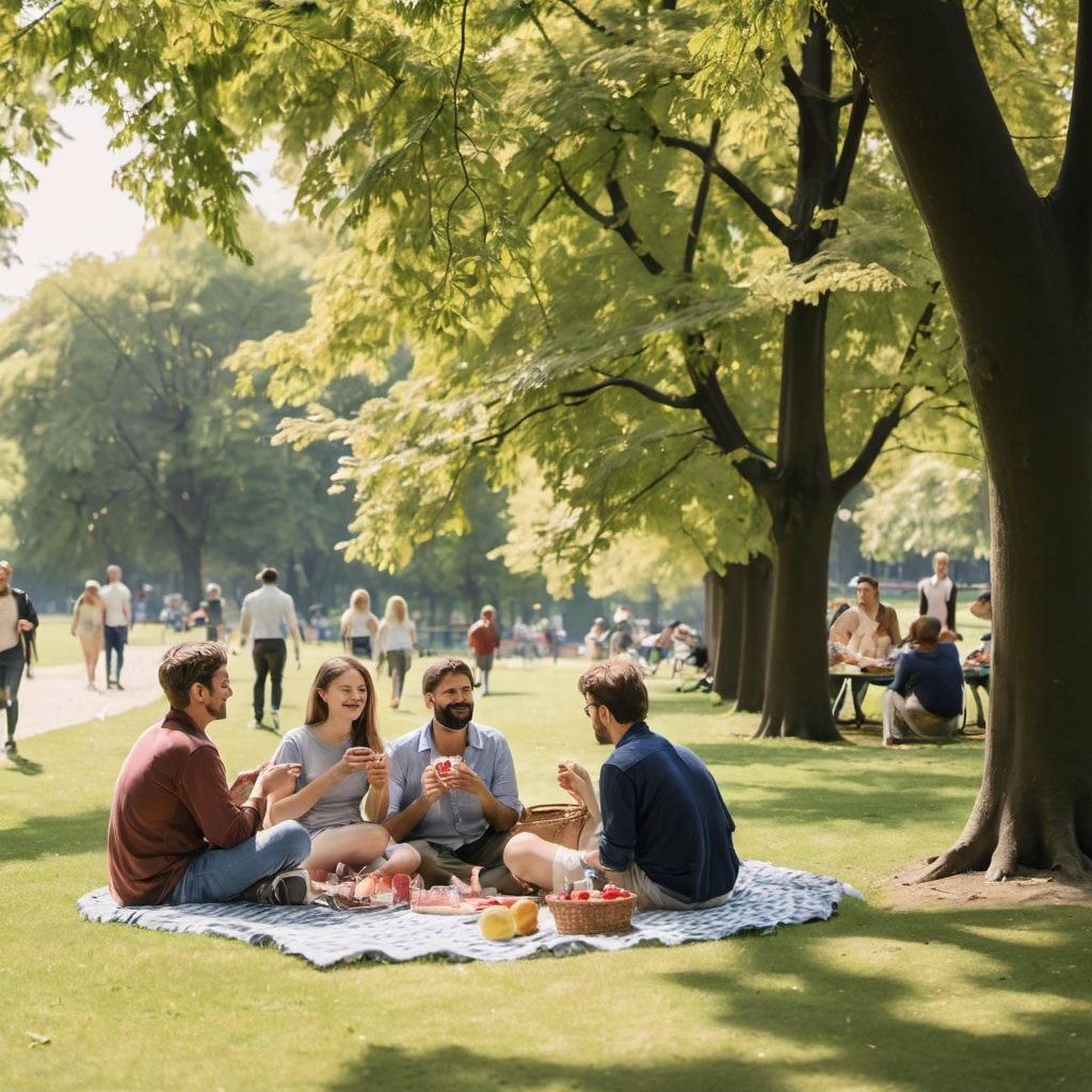 People enjoying different activities